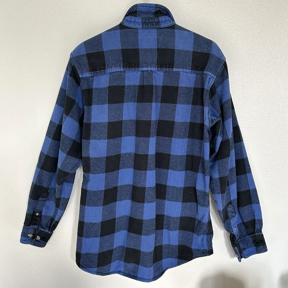Vintage Field & Stream Blue Black Flannel Buffalo Plaid Shirt Men’s Large Tall - Picture 2 of 3